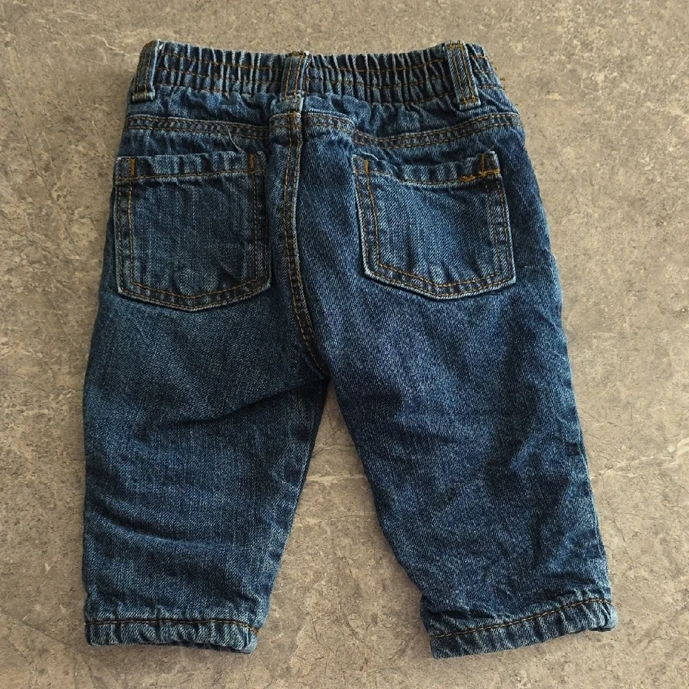 (J59) Old Navy Classic Blue Kids Jeans Fleece Inside Sz 3-6 M